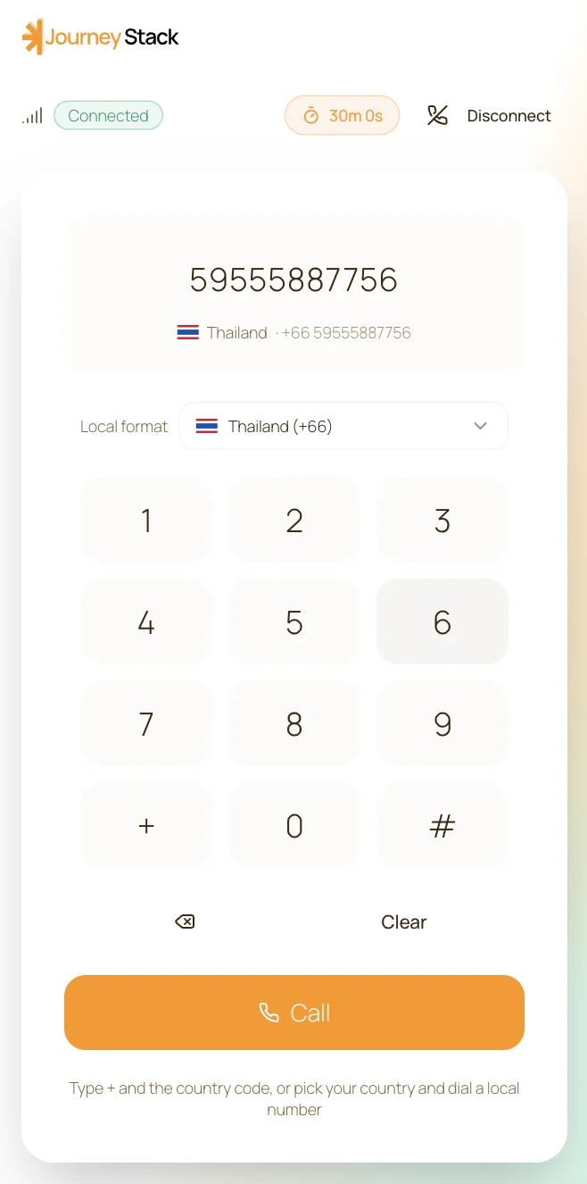 The LocalLine browser dialer lets travelers call local numbers without downloading an app
